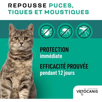 Spray répulsif contre les puces et les tiques Vetocanis pour chat - 300 ml