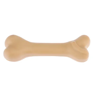 Beige plastic bone-shaped chew, suitable as a toy or chew item.