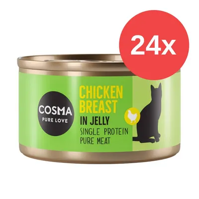 Cosma Pure Love Chicken Breast in Jelly, Single Protein, Pure Meat. Packung mit 24 Dosen.