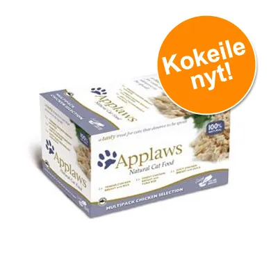 Applaws Natural Cat Food Multipack Chicken Selection -kissanruokapakkaus, pakkauksessa teksti 'Kokeile nyt!' ja 100 % luonnolliset ainesosat -merkintä Applaws Natural Cat Food Multipack Chicken Selection -kissanruokapakkaus, pakkauksessa teksti 'Kokeile nyt!' ja 100 % luonnolliset ainesosat -merkintä