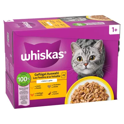 Megapack Whiskas 1+ años 48 x 85 g en bolsitas - Selección de aves en salsa