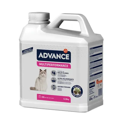 Advance Multiperformance kattegrus, 6,36 kg, antibakteriel, ultra-klumpende, lugtkontrollerende med fyrreduft. Til nem rengøring og langvarig friskhed.