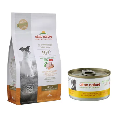 Almo Nature HFC Dry Dog Food + Almo Nature HFC Wet Dog Food - 50% Off! * - Adult Extra Small/Small Chicken (1.2kg) + Chicken Fillet (12 x 95g)