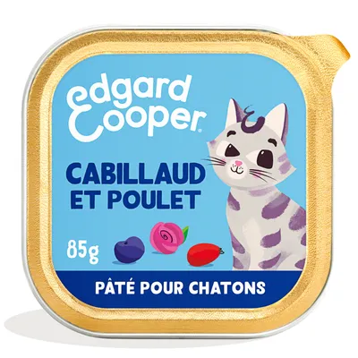 Lot Edgard & Cooper Kitten Pâté sans céréales 12 x 85 g pour chaton - cabillaud, poulet