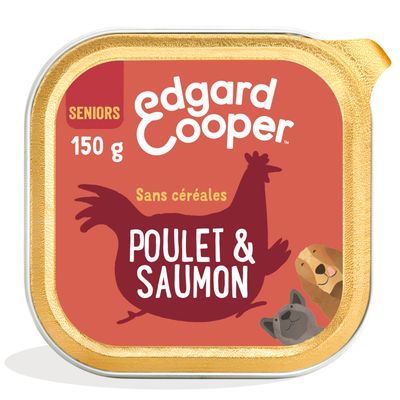 Lot Edgard & Cooper Senior sans céréales 11 x 150 g pour chien poulet, saumon