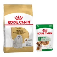 Royal Canin Breed Dry Dog Food + Royal Canin Wet Dog Food - 15% Off! * - Maltese Adult (1.5kg) + Mini Adult in Gravy (12 x 85g)
