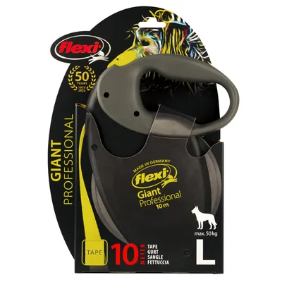 Flexi Giant Professional kutyapóráz, 10 méteres szalag, L méret, legfeljebb 50 kg-os kutyáknak, Made in Germany, 50 éves jubileumi kiadás.
