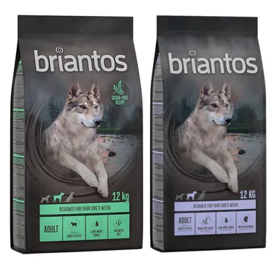 Kombi-Paket: Briantos Adult Getreidefrei 2 x 12 kg - Mixpaket (Ente, Lamm)