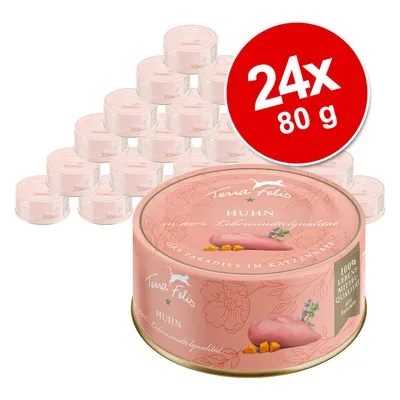 Terra Felis kylling, 24x 80g dåser. 100% fødevarekvalitet. Paradiset i katteskålen.