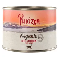 Lot Purizon Organic bio 24 x 200 g pour chat - sans céréales - bœuf & poulet avec carotte