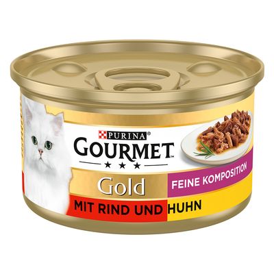 Gourmet Gold Fine Composition 12 x 85 g hovězí a kuřecí