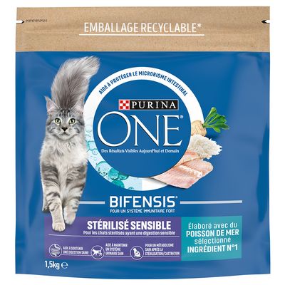 PURINA ONE Sterilized Sensitive, с морска риба 1,5 кг