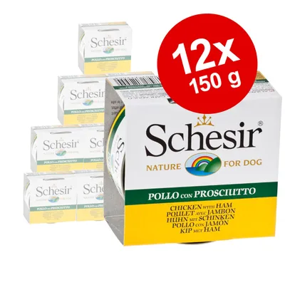 Schesir Nature for Dog, kuracie mäso so šunkou, 12x150g. Kuracie so šunkou v multipacku.