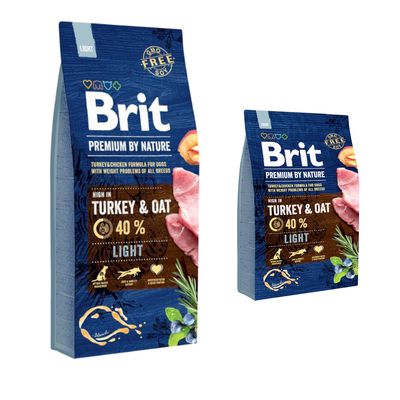 15 + 3 kg Δωρεάν! 18 kg Brit Premium by Nature Ξηρά Τροφή για Σκύλους - Light 15 kg + 3 kg