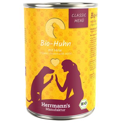 Herrmann's Classic Menü / Bio-Menü 6 x 400 g Bio-Huhn mit Bio-Hirse