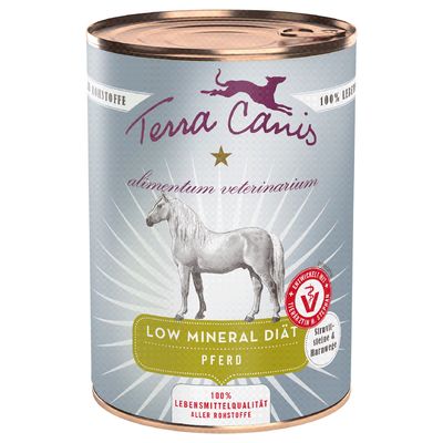 Sparpaket Terra Canis Alimentum Veterinarium Low Mineral Diät 12 x 400 g Pferd