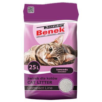 Super Benek Compact Lawenda żwirek dla kota 25 l (ok. 21 kg)