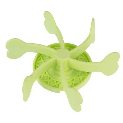 Green plastic bone-shaped toy with six arms, suitable for interactive play.