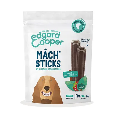 Edgard & Cooper Doggy Dental Munt & Aardbei - Voordeelpakket: voor middelgrote honden (10 - 25 kg, 21 sticks)