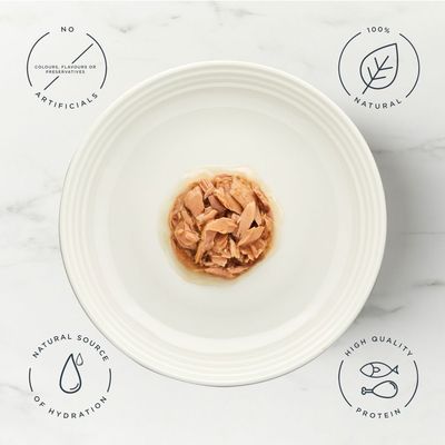 Encore Fish Selection, 5 x 50 г паучей, 100% натуральные ингредиенты, виды: филе тунца, тунец с макрелью, тунец с лососем в соусе.