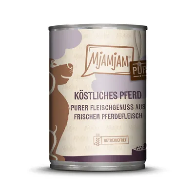 Mjamjam Köstliches Pferd. Purer Fleischgenuss aus frischem Pferdefleisch. Getreidefrei.