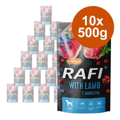 Rafi Adult krmivo pro psy s jehněčím, bez obilovin. Balení: 10 x 500 g. Obsahuje pečlivě vybrané suroviny, bez konzervantů.