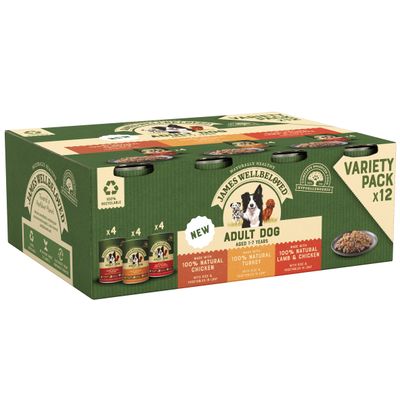 James Wellbeloved Adult Hypoallergenic Cans - Turkey, Lamb & Chicken in Loaf 12 x 400g