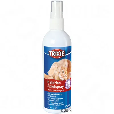 TRIXIE Baldrian-Spielspray, valerijana spray za mačke, 175 ml. Tekst na njemačkom i engleskom jeziku vidljiv na pakiranju.