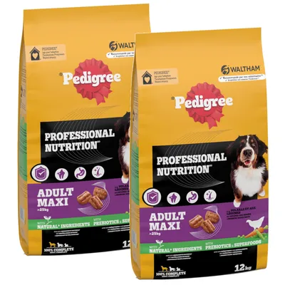 Pedigree Professional Nutrition Adult Maxi >25kg mit Geflügel & Gemüse - Sparpaket: 2 x 12 kg