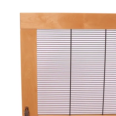 Wooden frame with vertical and horizontal metal grids, suitable for cages or enclosures.