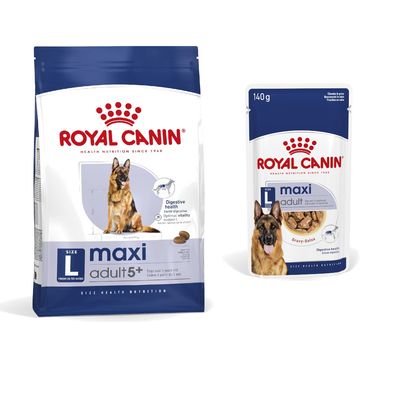 Royal Canin Size Dry Dog Food + Royal Canin Wet Dog Food - 15% Off! * - Maxi Adult 5+ (15kg) + Maxi Ageing in Gravy (10 x 140g)