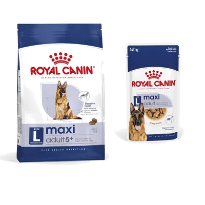 Royal Canin Size Dry Dog Food + Royal Canin Wet Dog Food - 15% Off! * - Maxi Adult 5+ (15kg) + Maxi Ageing in Gravy (10 x 140g)
