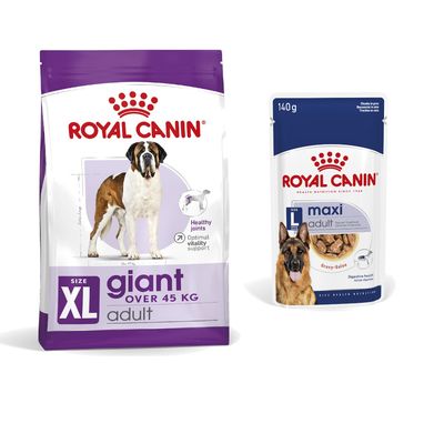Royal Canin Size Dry Dog Food + Royal Canin Wet Dog Food - 15% Off! * - Giant Adult (15kg) + Maxi Adult in Gravy (10 x 140g)
