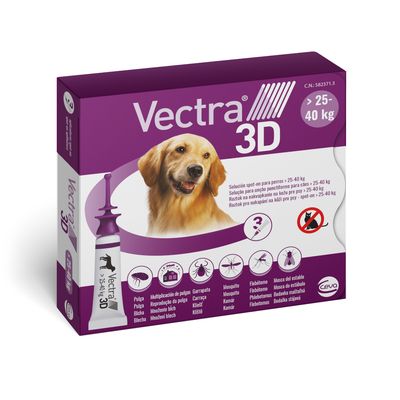 Vectra 3D pipetas para perros de 25 kg a 40 kg 3 pipetas (3 x 4,7 ml)