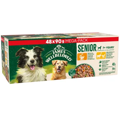 James Wellbeloved Senior Hypoallergenic Pouches - Turkey, Lamb & Chicken in Gravy - 48 x 90g  James Wellbeloved Senior Hypoallergenic Pouches - Turkey, Lamb & Chicken in Gravy - 48 x 90g