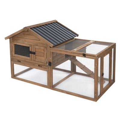TIAKI Kaninchenstall Stall mit integriertem Freilauf: L 159,5 x B 80,4 x H 91,4 cm