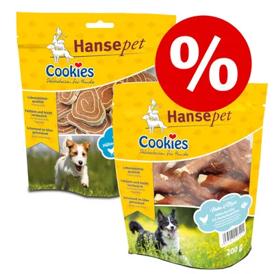 Hansepet Cookies Delikatessen für Hunde. Lebensmittelqualität, fettarm und leicht verdaulich, schonend im Ofen getrocknet. Huhn & Meer: Hühnerfilet mit Seelachsstreifen, 200g. Hansepet Cookies Delikatessen für Hunde. Lebensmittelqualität, fettarm und leicht verdaulich, schonend im Ofen getrocknet. Huhn & Meer: Hühnerfilet mit Seelachsstreifen, 200g.