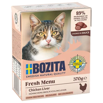 Bozita Tetra bitar i sås 6 x 370 g - Kycklinglever