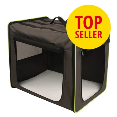 Transportbox aus Stoff mit Netzfenstern und Tragegriff, gelber Kreis mit rotem Text 'Top Seller'.