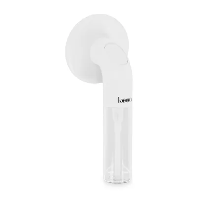 kooa. Witte dispenser met transparant reservoir en zuignap voor bevestiging.