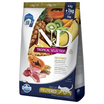 N&D Cat Tropical Selection Neutered, z jagnięciną - 2 x 5 kg (4 + 1 kg)