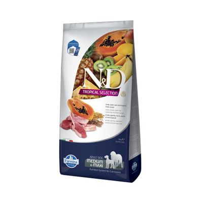 N&D Tropical Selection Adult Dog Medium & Maxi mit Lamm, Dinkel, Hafer und tropischen Früchten. Farmina Pet Foods. Nutrition System for Carnivores.