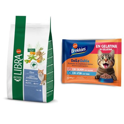 Sac de croquettes pour chaton Libra Affinity, Mediterranean Balance, saveur poulet, 1,5 kg. Texte visible : optimal growth, digestive wellbeing, 38 % protein. Image d’un chaton.