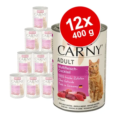 Animonda Carny Adult Multifleisch-Cocktail, 12 x 400 g konzerv. 100% friss összetevők, gabonamentes, Németországban készült, taurinnal.