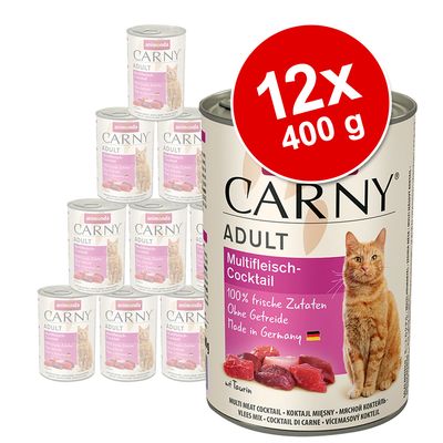 Sparpaket animonda Carny Adult 12 x 400g Mixpaket (Rind/Huhn/Entenherzen & Rind/Huhn)