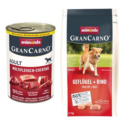 animonda GranCarno Original 6 x 400 g + granule 1 kg zadarmo masový koktejl