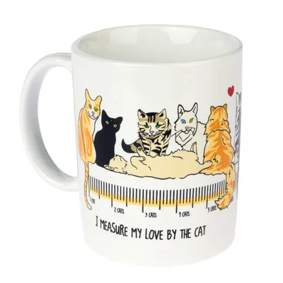 TIAKI Tasse en céramique "I Measure My Love By The Cat" - 1 tasse