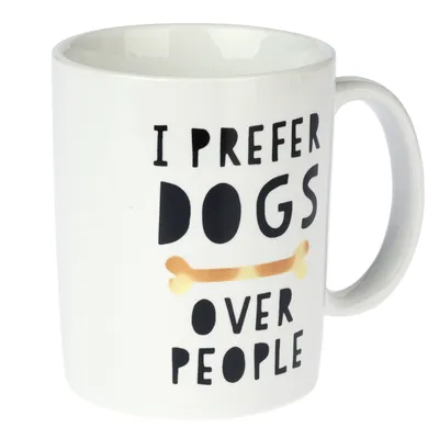 TIAKI Tasse en céramique "I Prefer Dogs Over People" - Ø 9 x H 10 cm