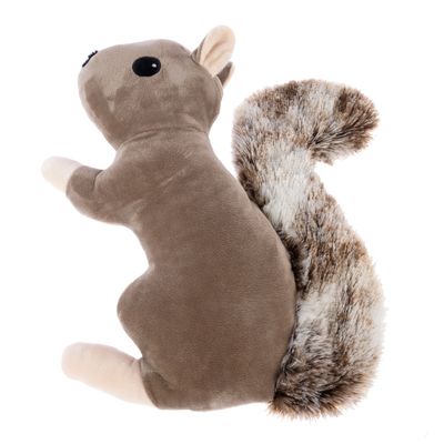 Giocattolo di peluche a forma di scoiattolo marrone con coda soffice, adatto per pet.