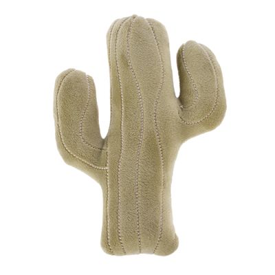 Jouet pour animal en forme de cactus, tissu vert clair avec coutures visibles. Aucun texte ou marque apparente.